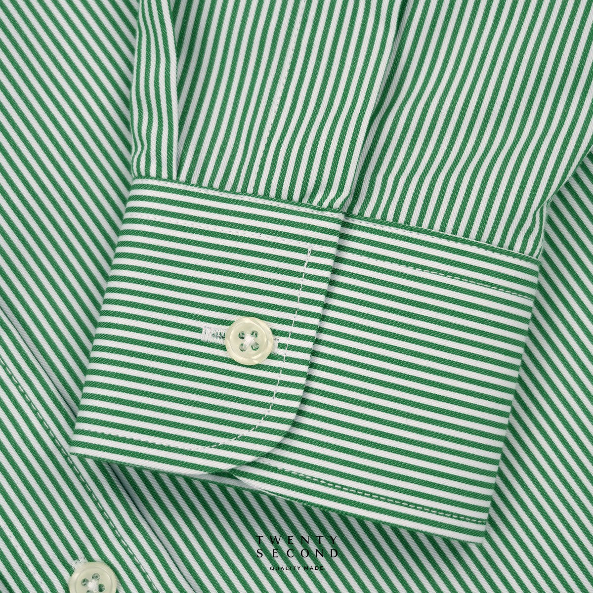 WRINKLE FREE “OFF DUTY” SHIRT - STRIPE GREEN (Regular Fit)