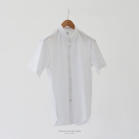 PLAIN SHORT SLEEVES SHIRT - WHITE