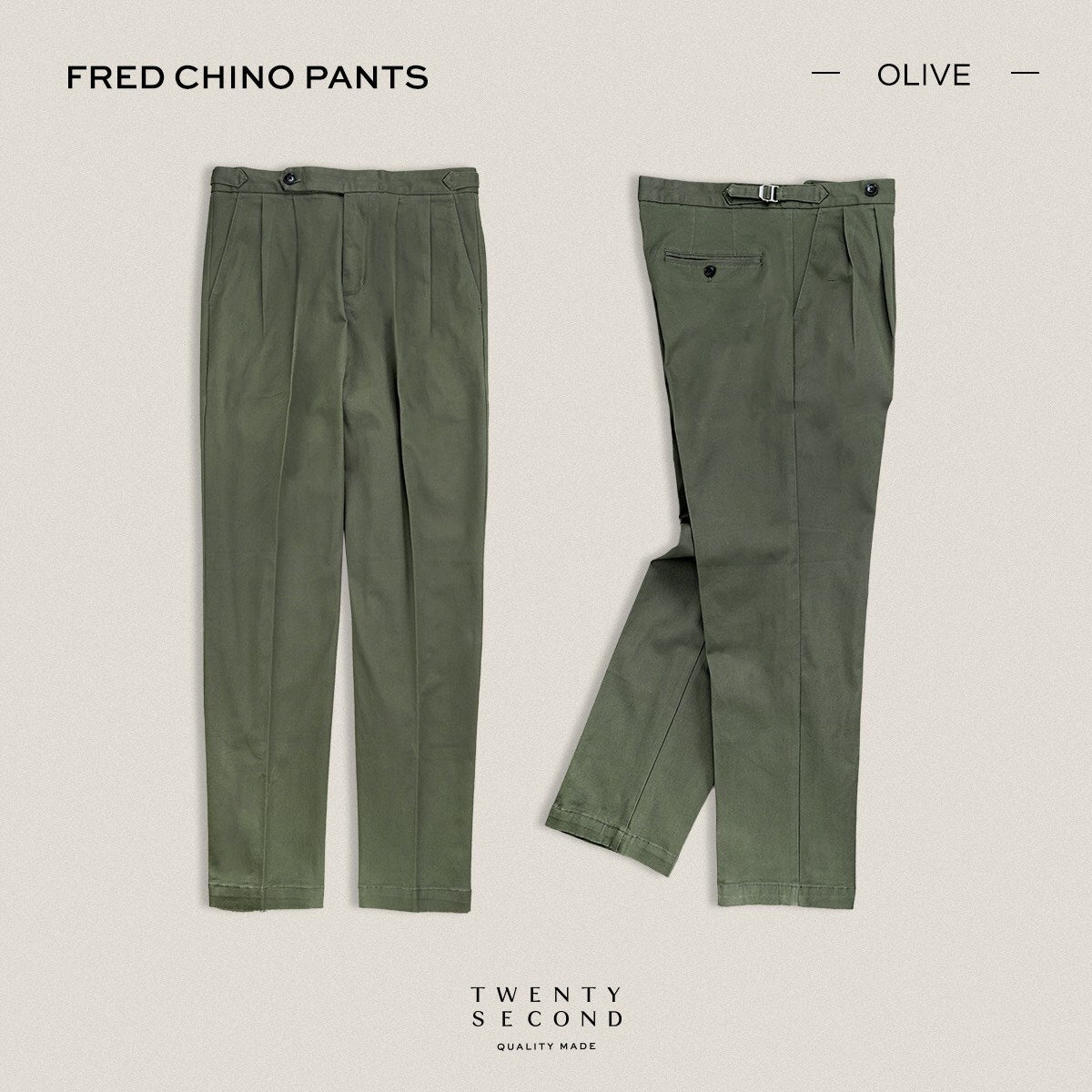 FRED CHINO PANTS - OLIVE
