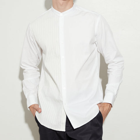 COLBY BAND COLLAR SHIRT - WHITE