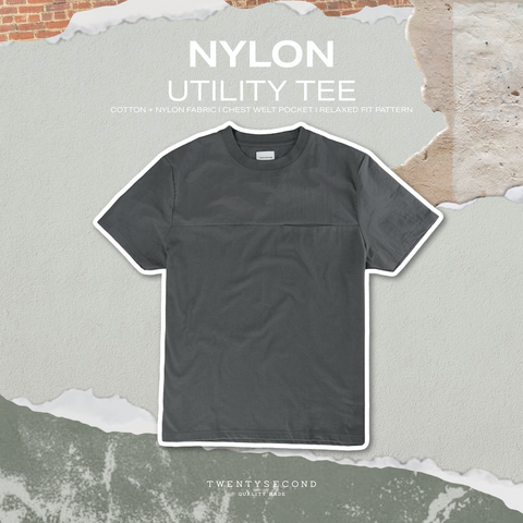 NYLON UTILITY TEE - GREY (Relaxed fit)