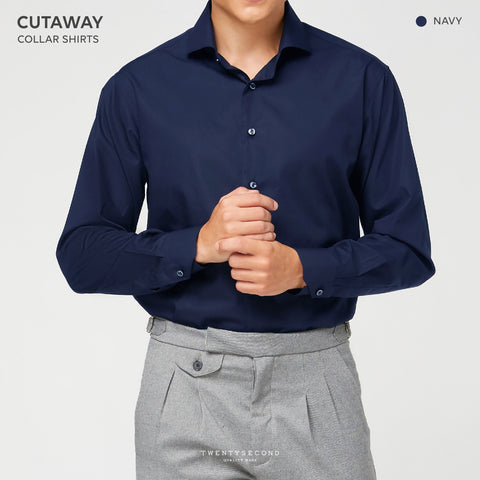 CUTAWAY NEW COLLAR SHIRT - NAVY