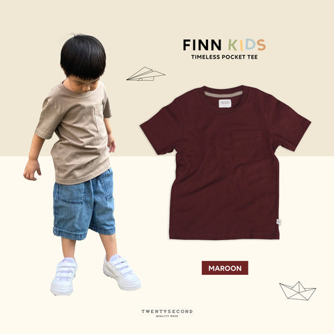 FINN KIDS POCKET TEE - MAROON