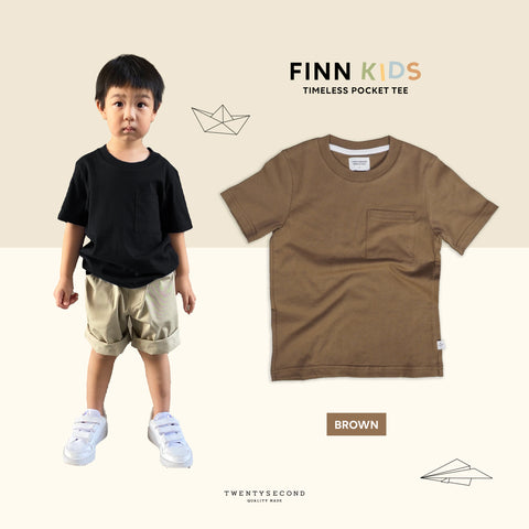 FINN KIDS POCKET TEE - BROWN