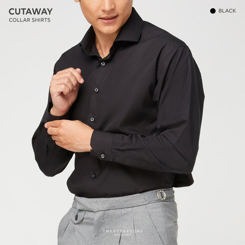 CUTAWAY NEW COLLAR SHIRT - BLACK