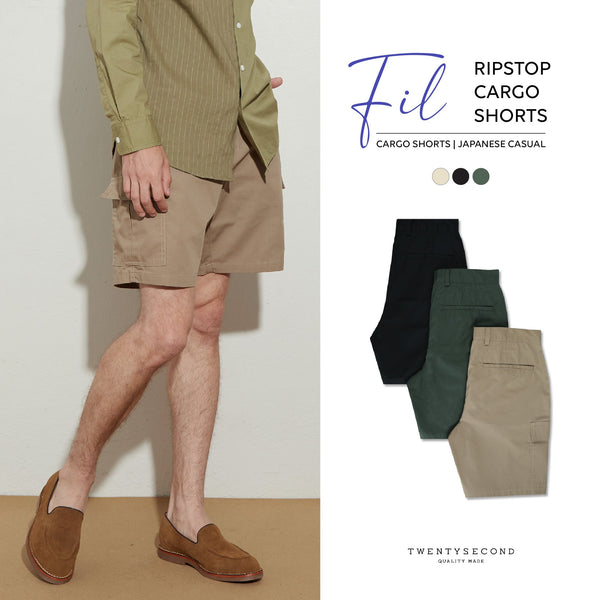 FIL RIPSTOP CARGO SHORTS - BLACK (Regular shorts)