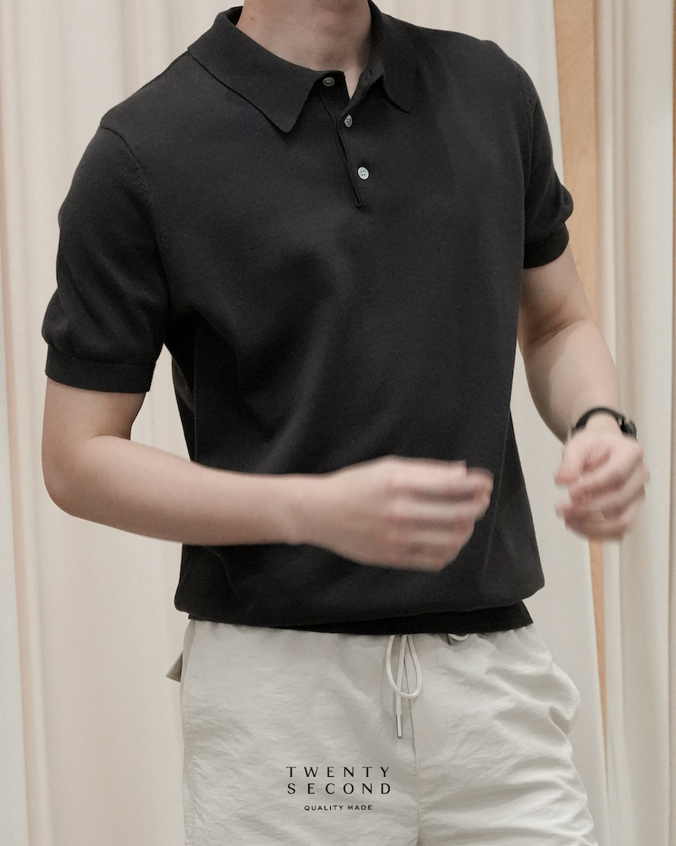 NICO KNIT POLO - GREY