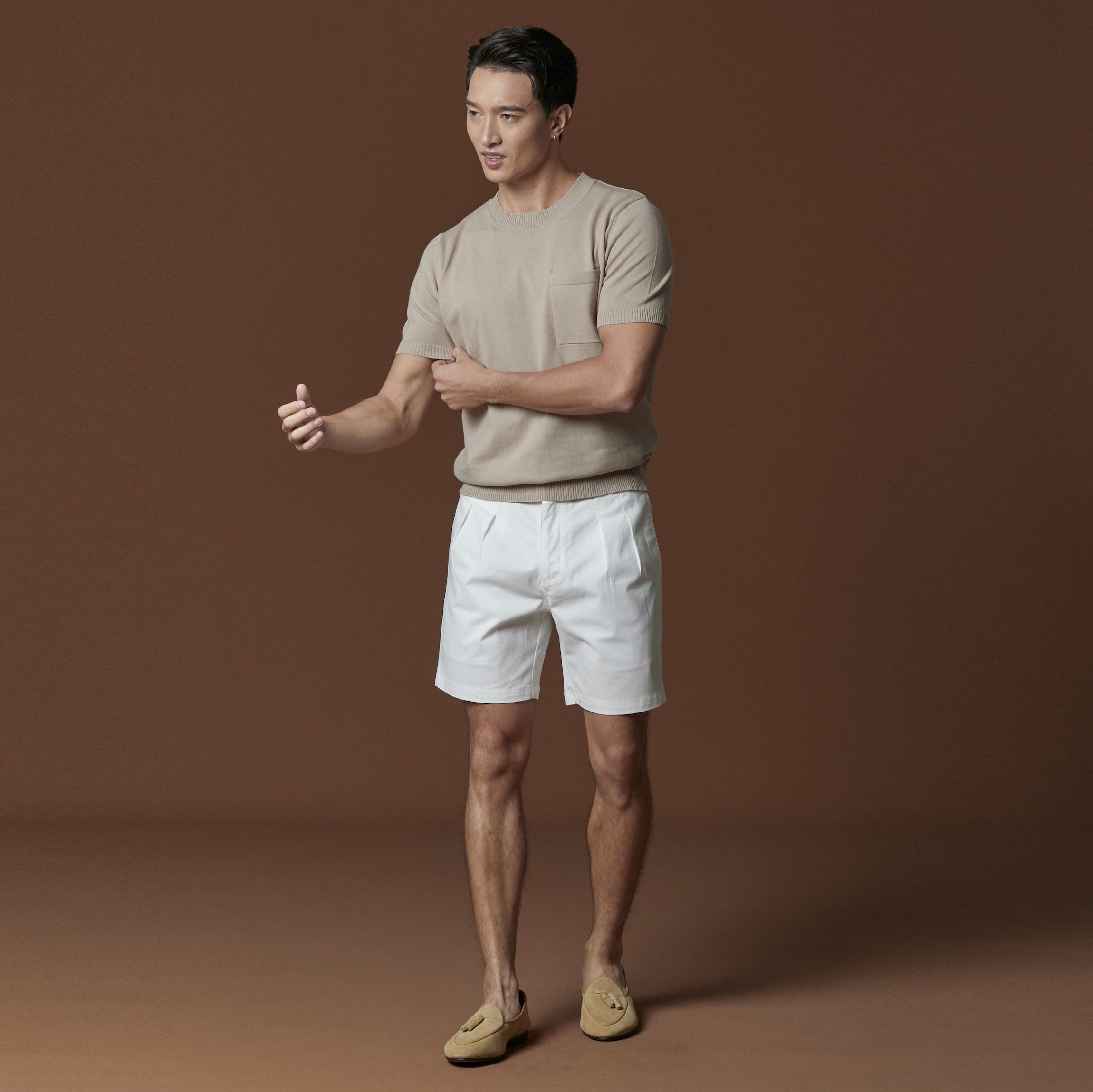 SHELBY KNIT TEE - BROWN