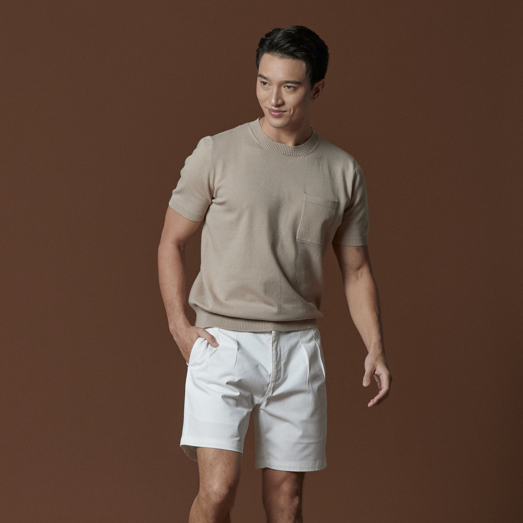 SHELBY KNIT TEE - BROWN