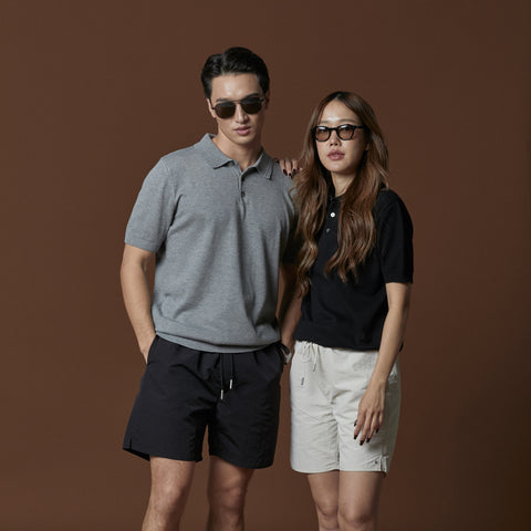 ASHTON KNIT POLO - GREY