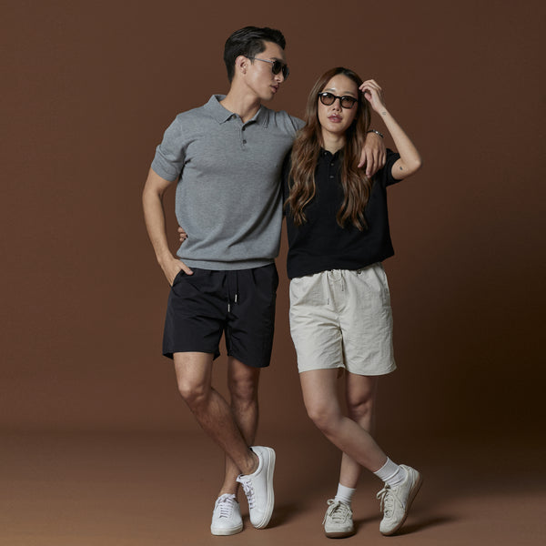 ASHTON KNIT POLO - GREY
