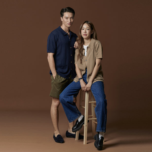 COLLIN KNIT SHIRT - NAVY