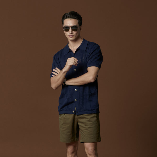 COLLIN KNIT SHIRT - NAVY