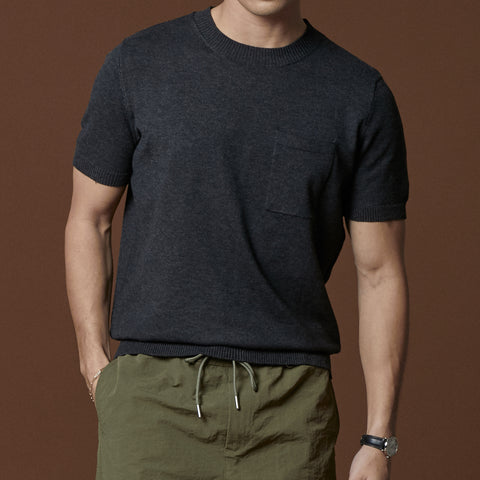 SHELBY KNIT TEE - DARK GREY