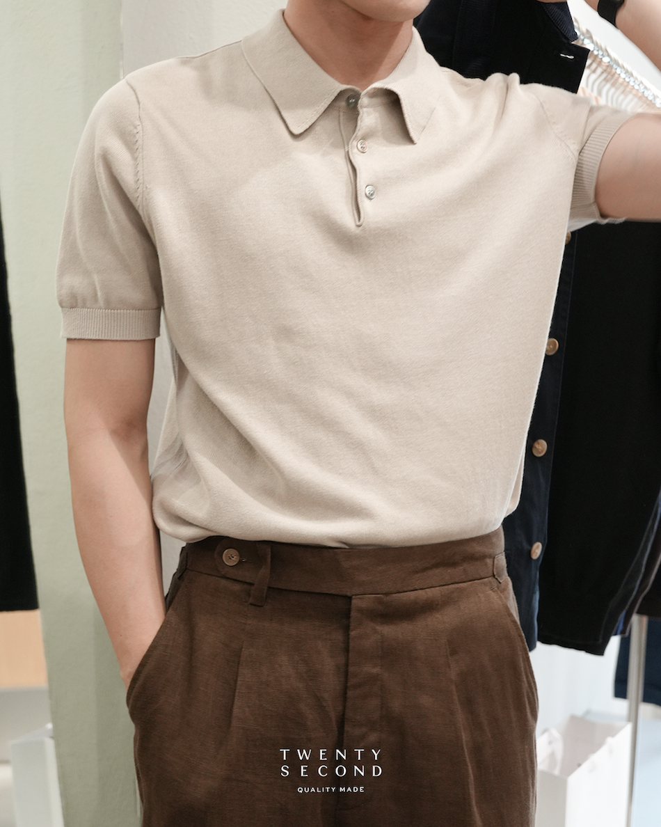 NICO KNIT POLO - OATMEAL