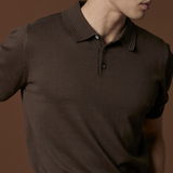 ASHTON KNIT POLO - BROWN