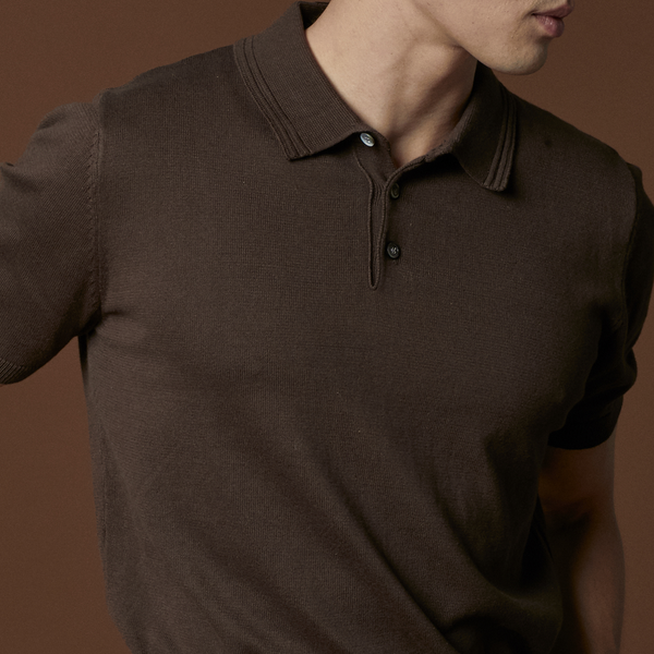 ASHTON KNIT POLO - BROWN