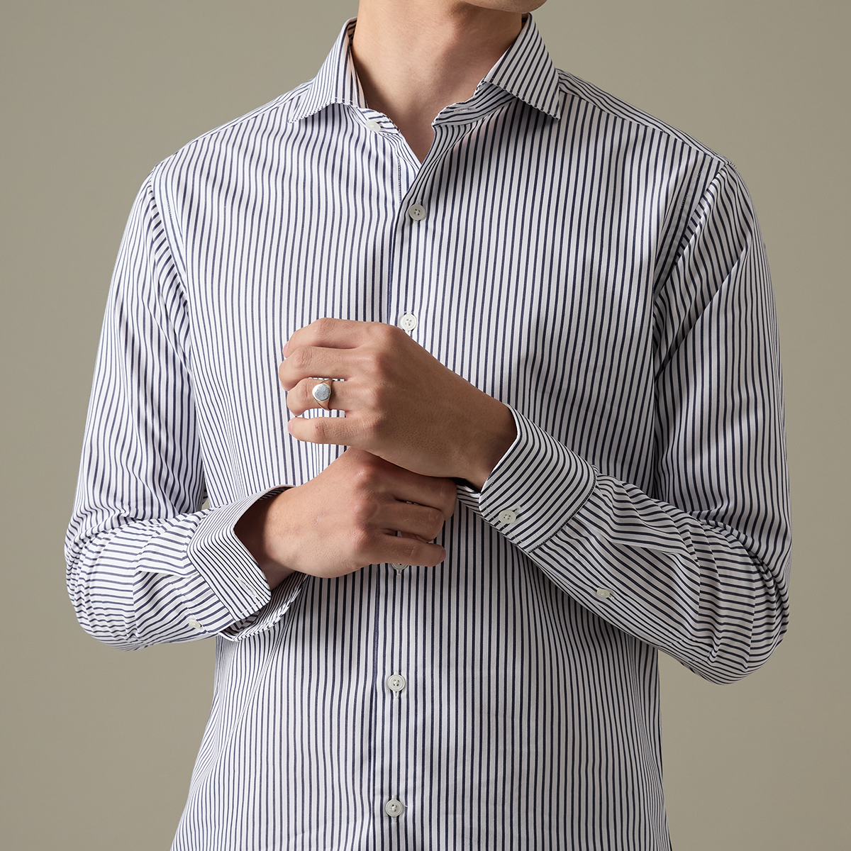 WRINKLE FREE SHIRT - STRIPE DARK BLUE (Slim Fit)
