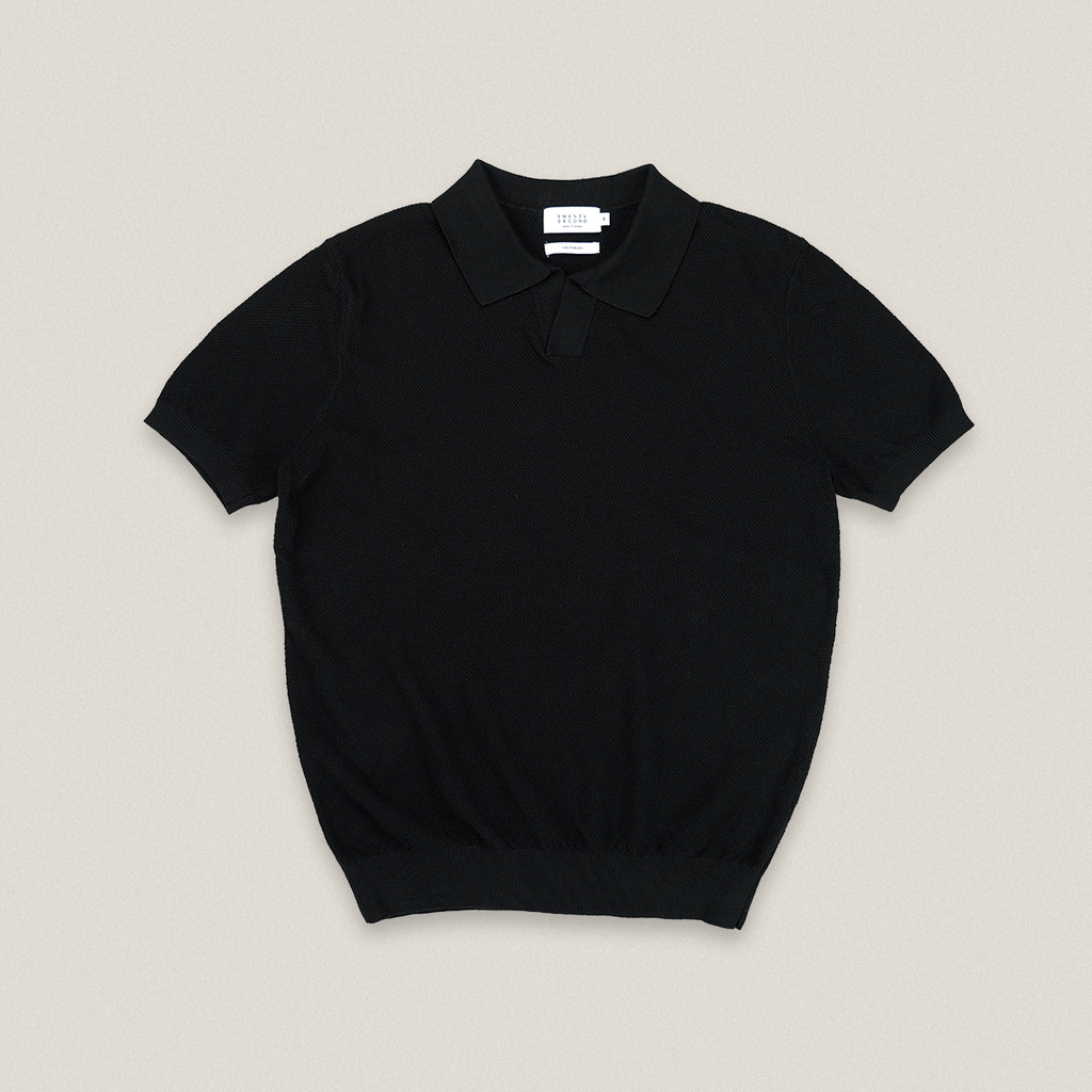 LUCCA KNIT POLO - BLACK
