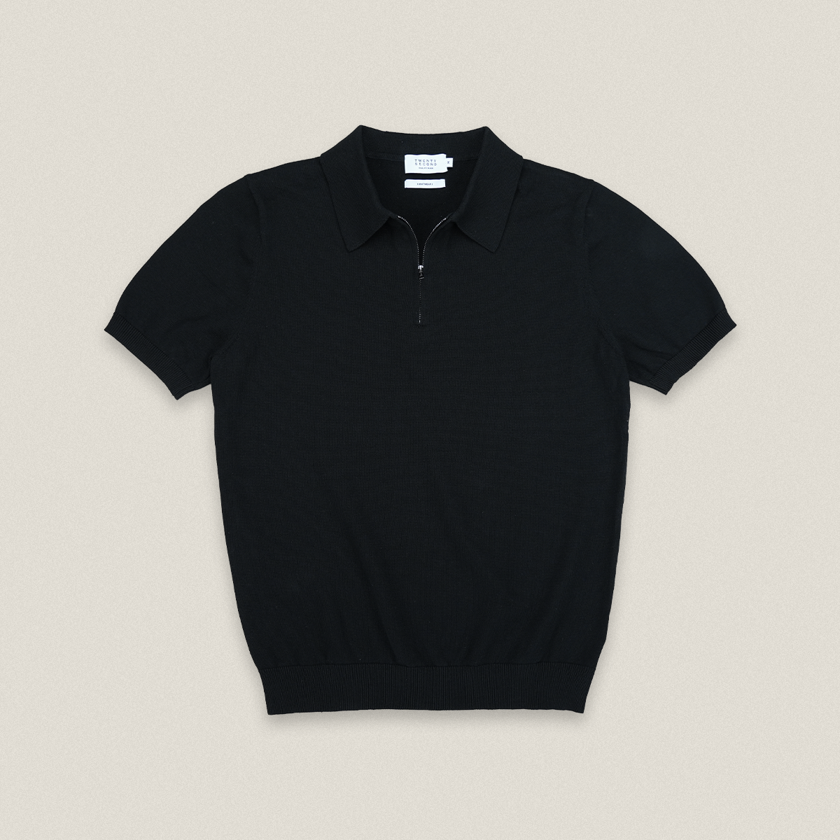 MASON ZIP KNIT POLO - BLACK