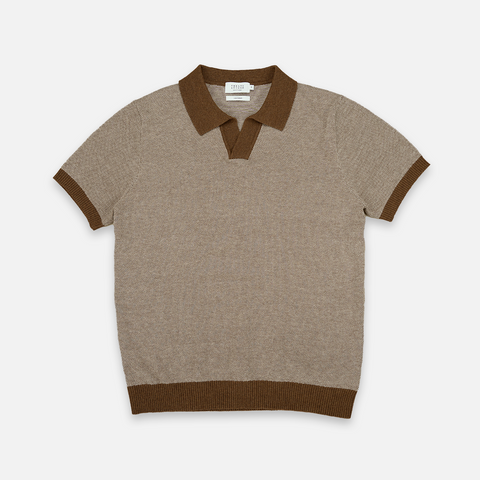 THEO KNIT POLO - BROWN