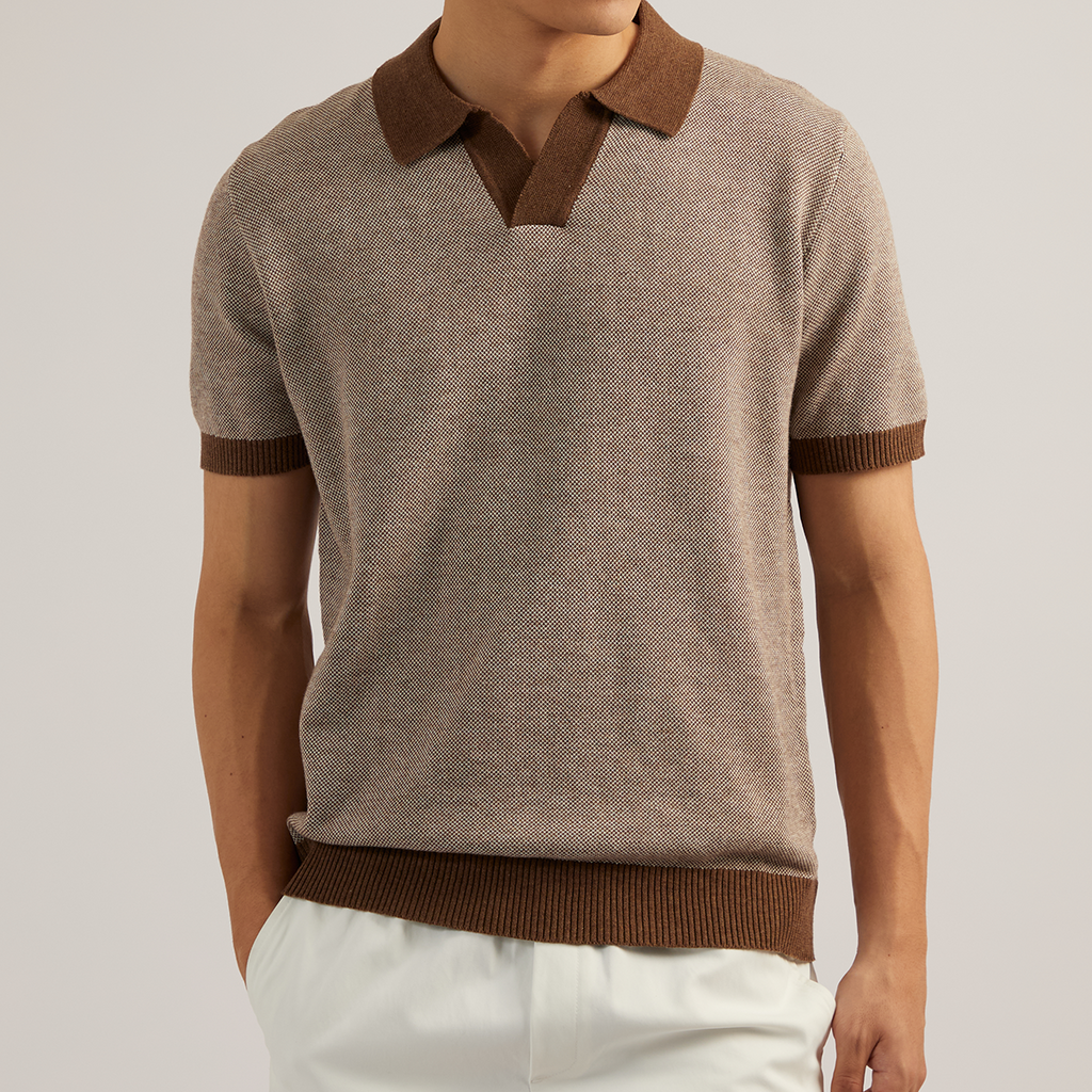 THEO KNIT POLO - BROWN