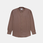 ETON BAND COLLAR SHIRT - BROWN