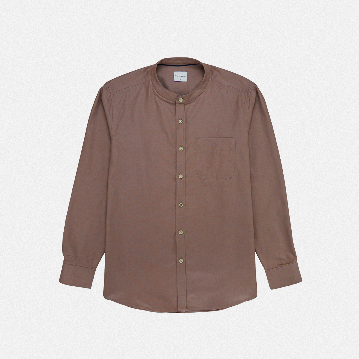 ETON BAND COLLAR SHIRT - BROWN