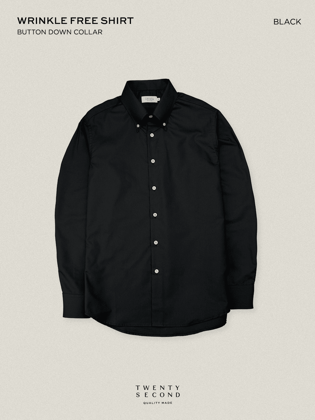 WRINKLE FREE BTD SHIRT - BLACK (Slim Fit)