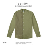 COLBY BAND COLLAR SHIRT - OLIVE
