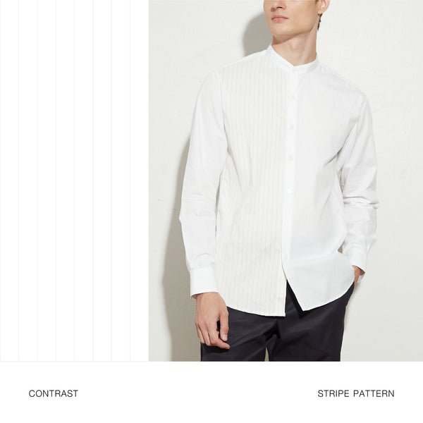 COLBY BAND COLLAR SHIRT - WHITE