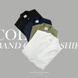 COLBY BAND COLLAR SHIRT - OLIVE