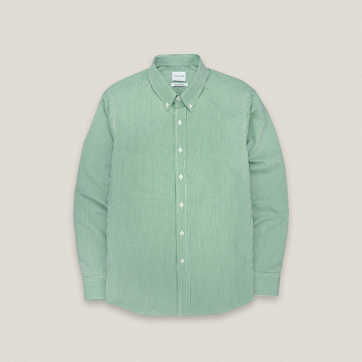 WRINKLE FREE “OFF DUTY” SHIRT - STRIPE GREEN (Regular Fit)