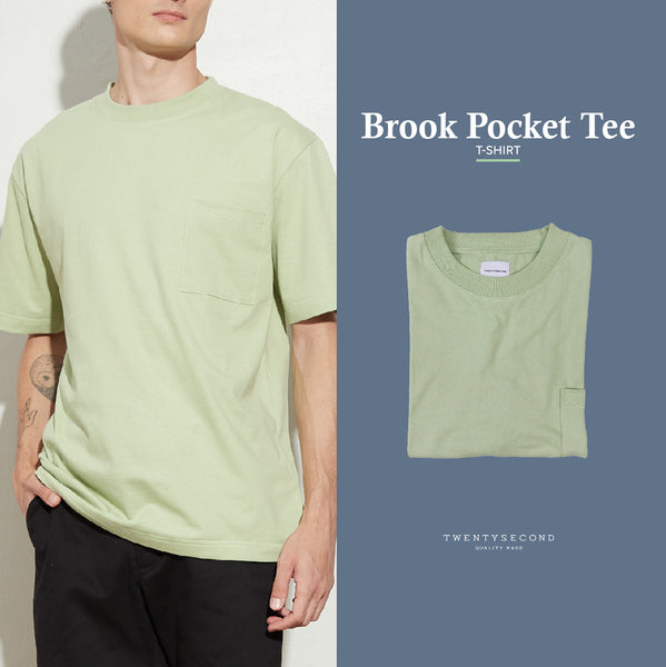 BROOK POCKET TEE - PALE GREEN (Relaxed fit)