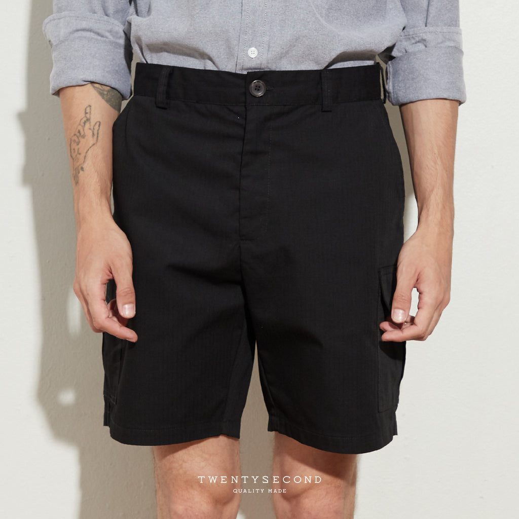 FIL RIPSTOP CARGO SHORTS - BLACK (Regular shorts)