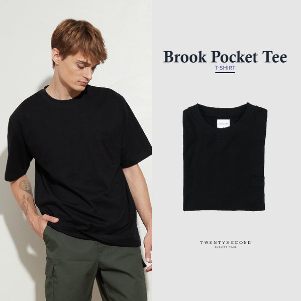 BROOK POCKET TEE - BLACK (Relaxed fit)