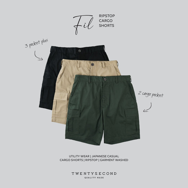 FIL RIPSTOP CARGO SHORTS - BLACK (Regular shorts)