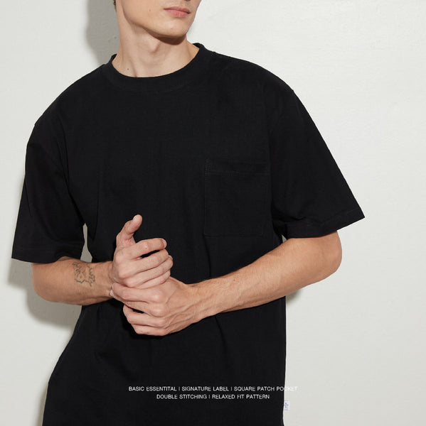 BROOK POCKET TEE - BLACK (Relaxed fit)