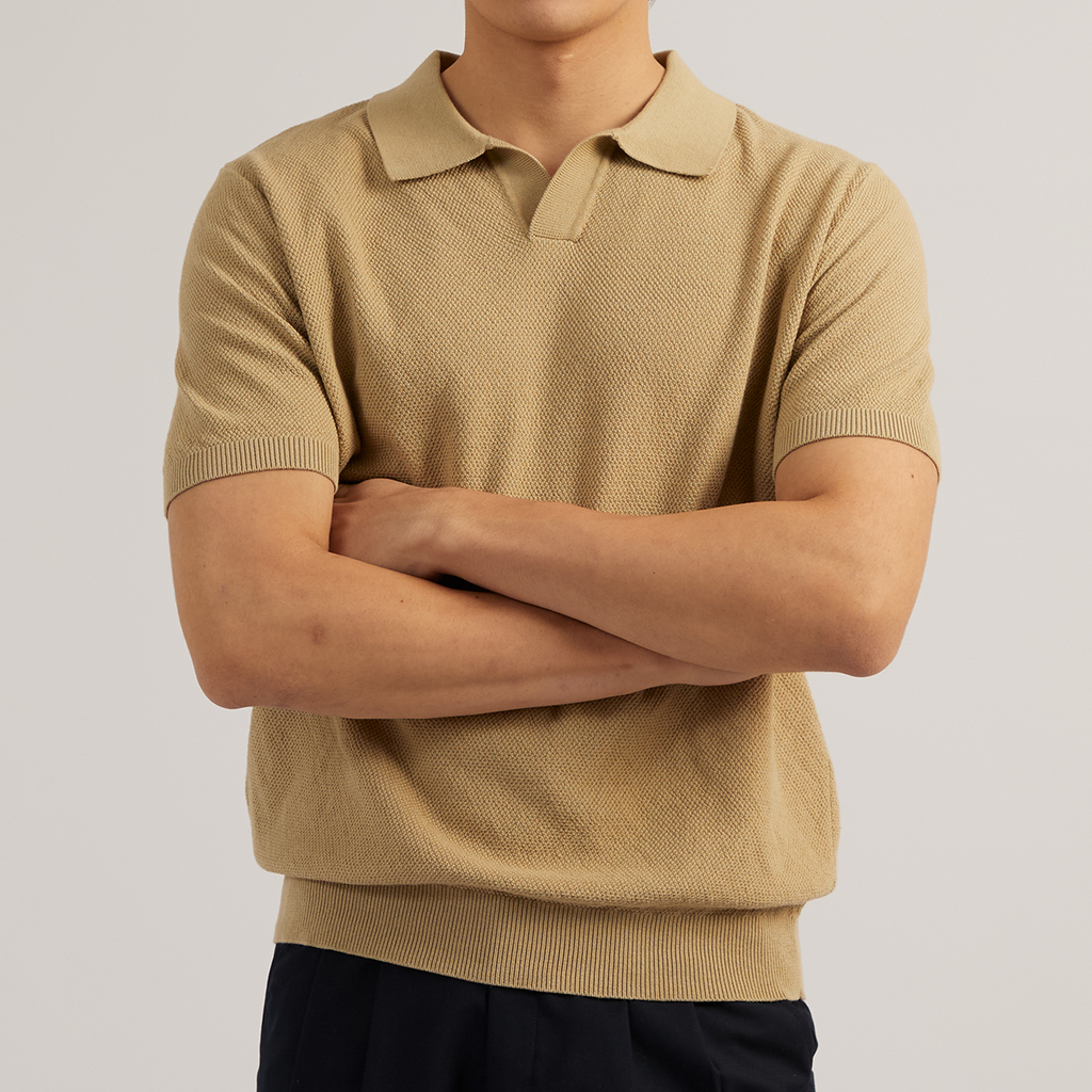 LUCCA KNIT POLO - KHAKI