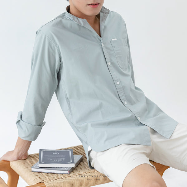 KEEN BAND COLLAR SHIRT - GREEN