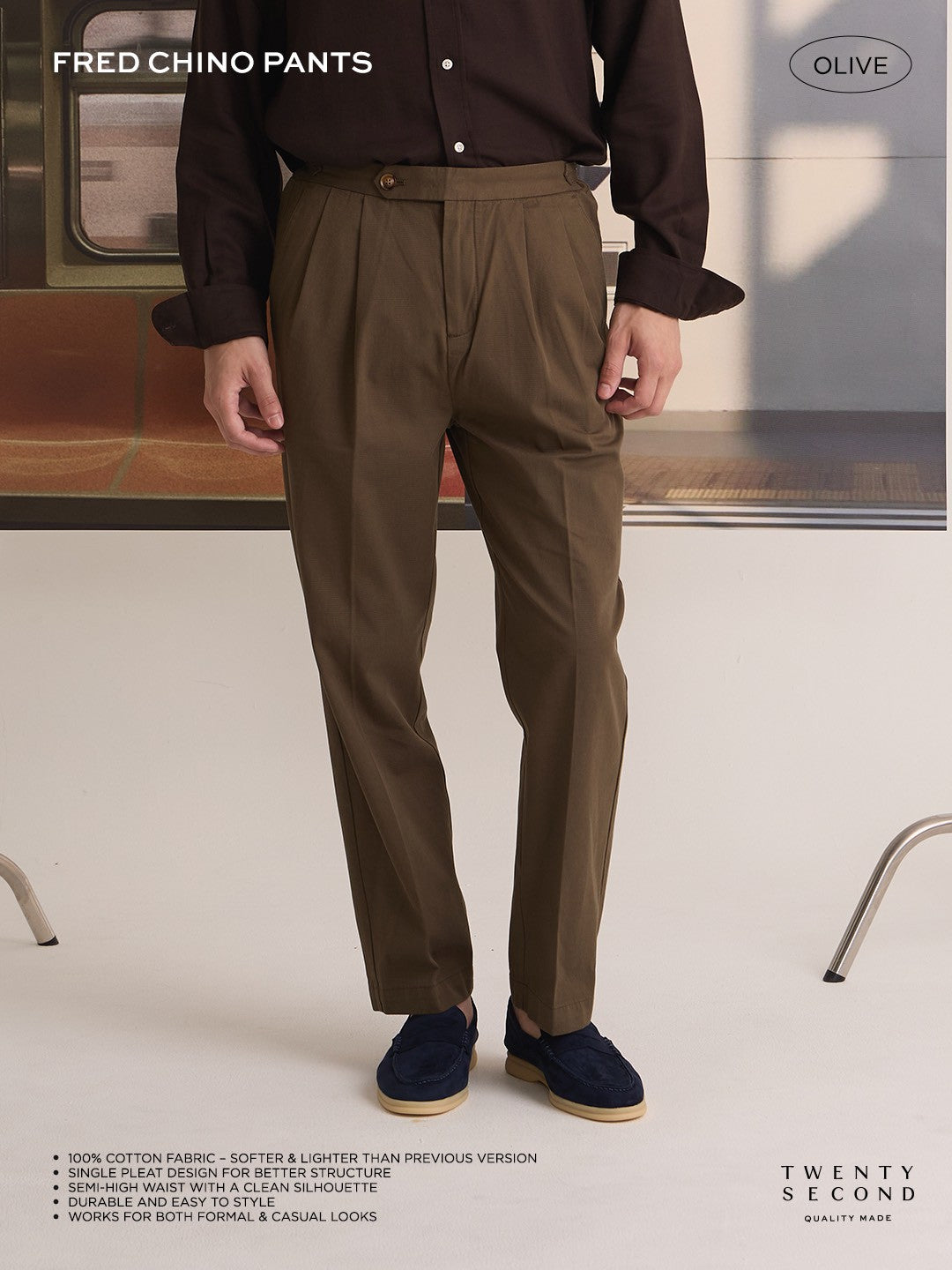 FRED CHINO PANTS - OLIVE