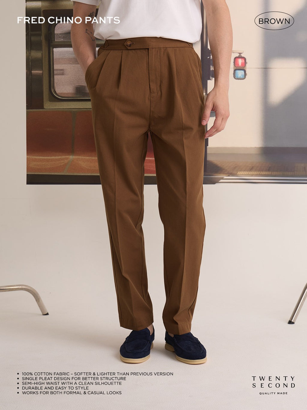 FRED CHINO PANTS - BROWN