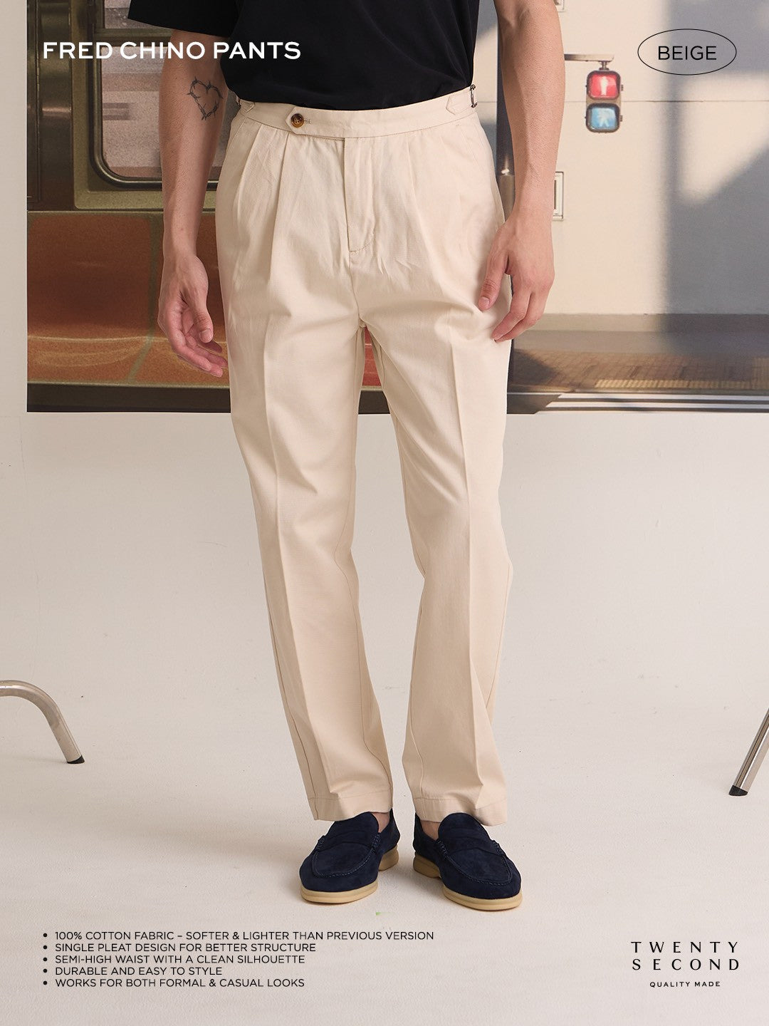 FRED CHINO PANTS - BEIGE