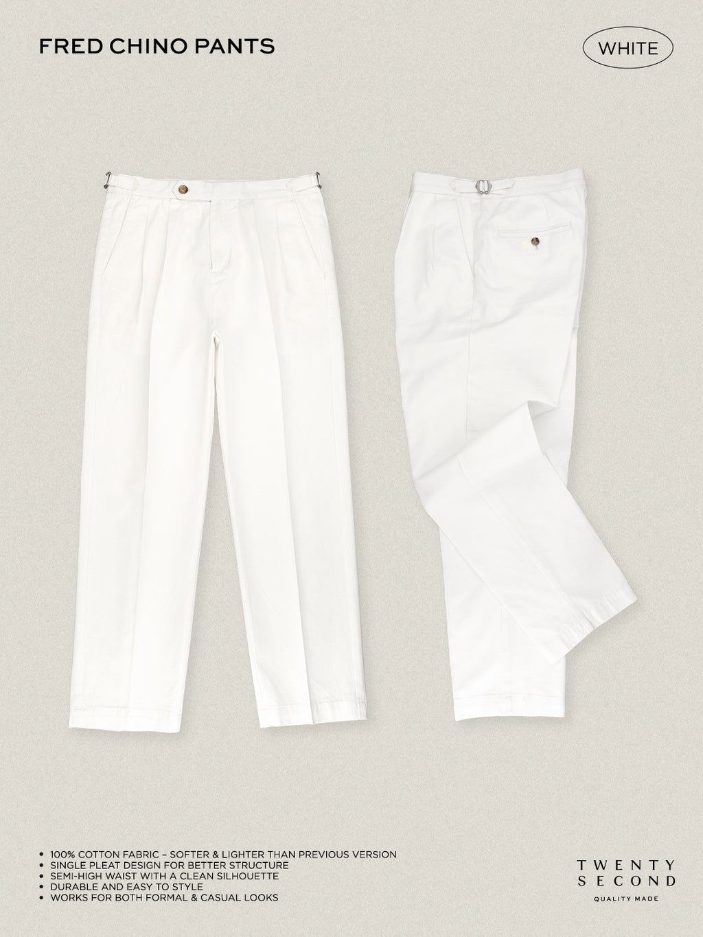 FRED CHINO PANTS - WHITE