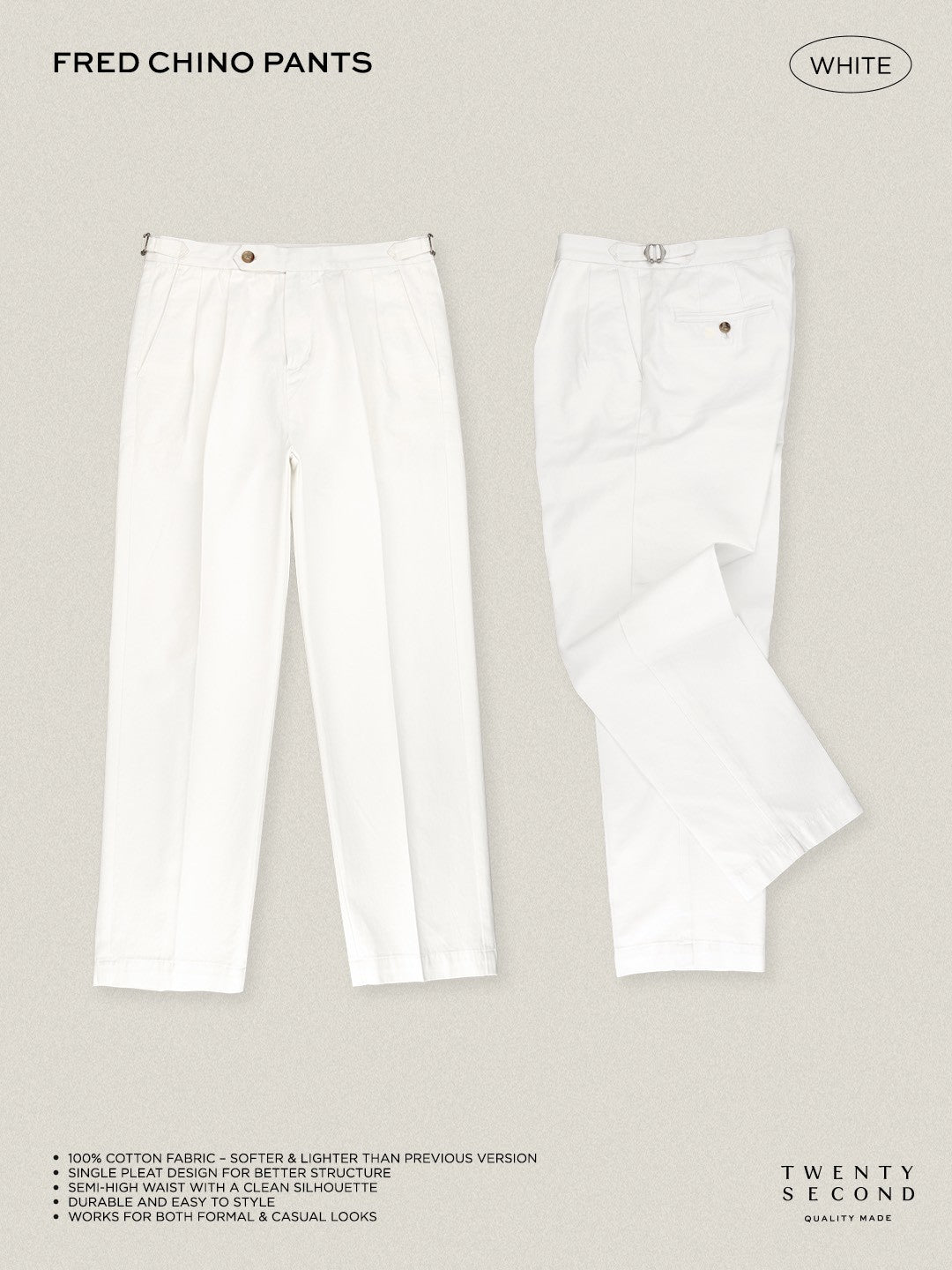 FRED CHINO PANTS - WHITE
