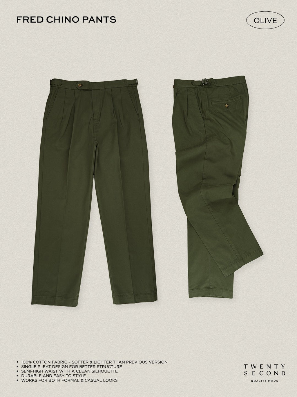 FRED CHINO PANTS - OLIVE