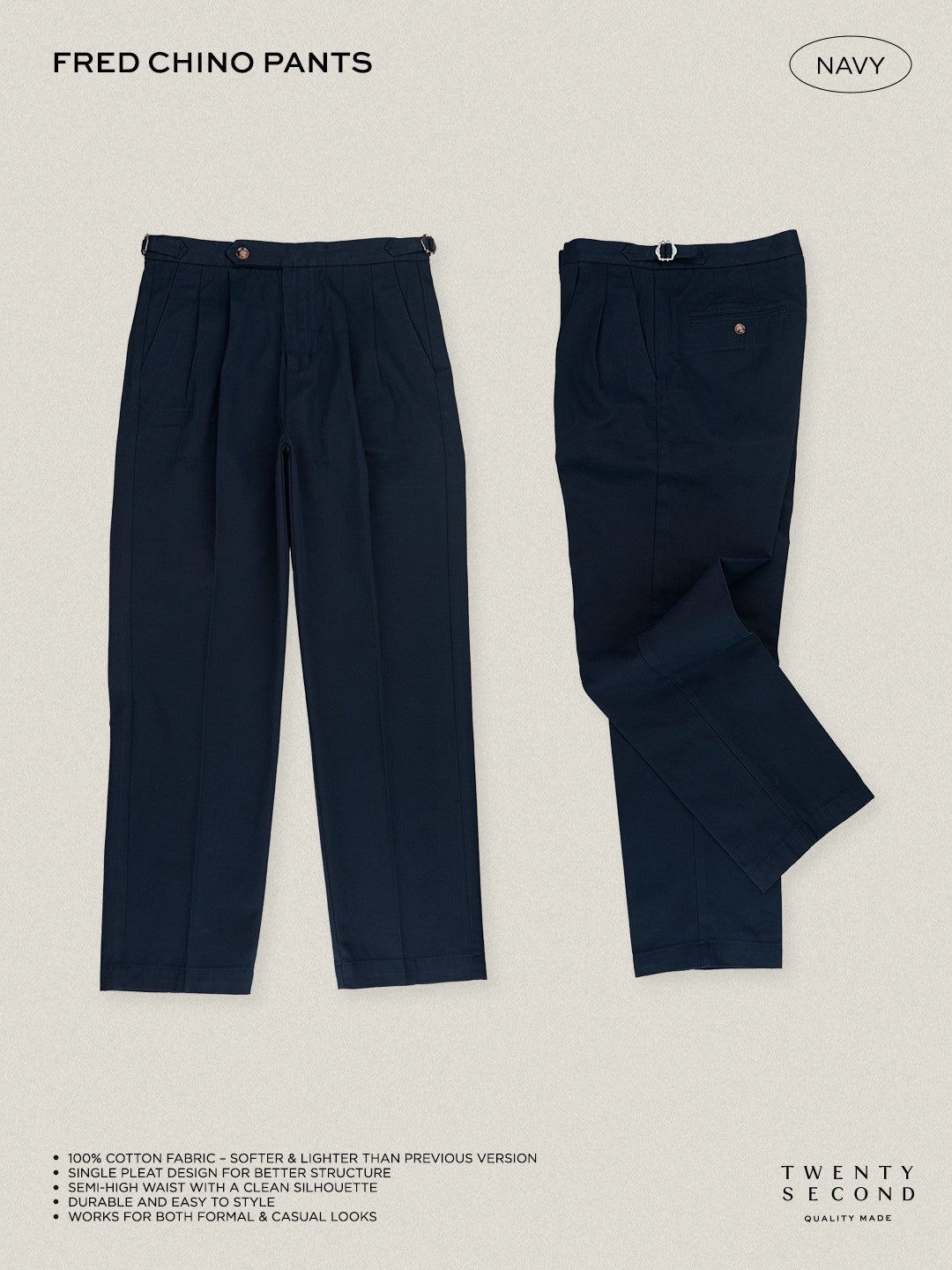 FRED CHINO PANTS - NAVY
