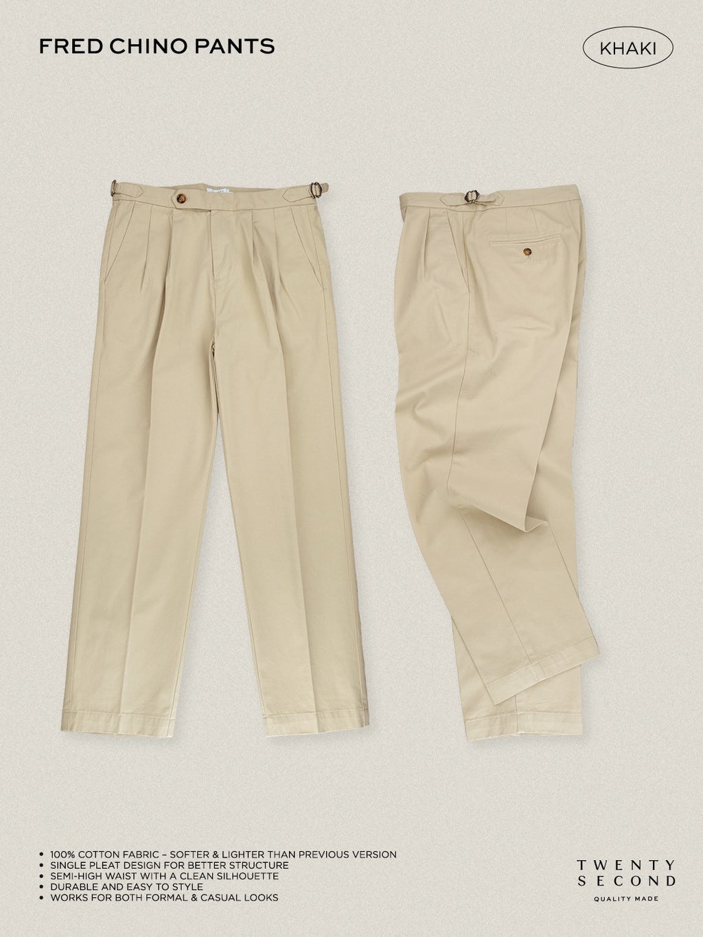 FRED CHINO PANTS - KHAKI
