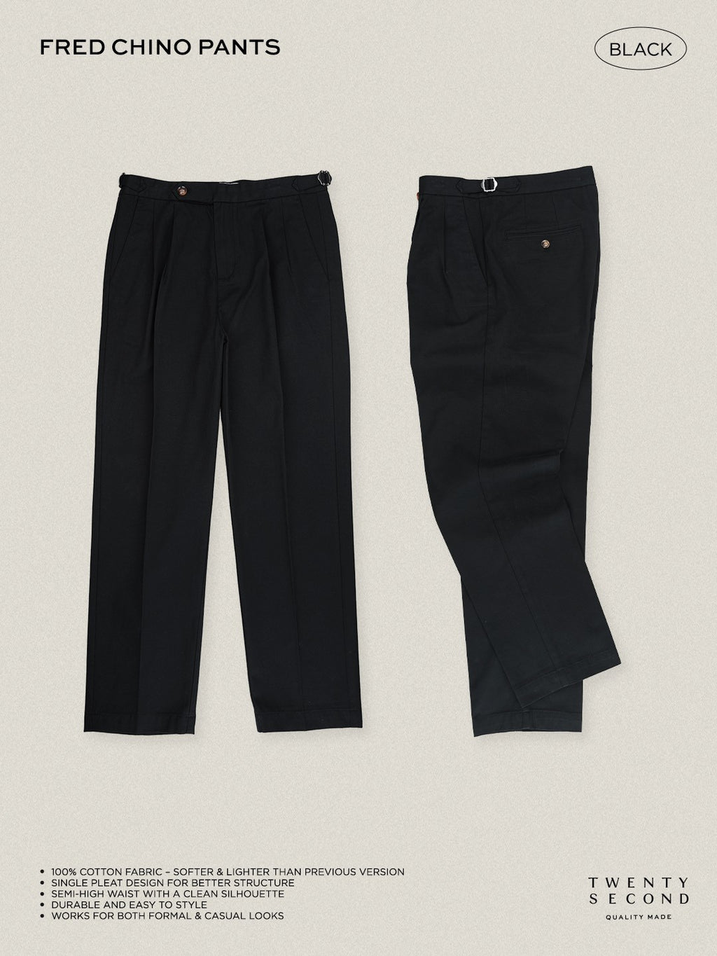 FRED CHINO PANTS - BLACK