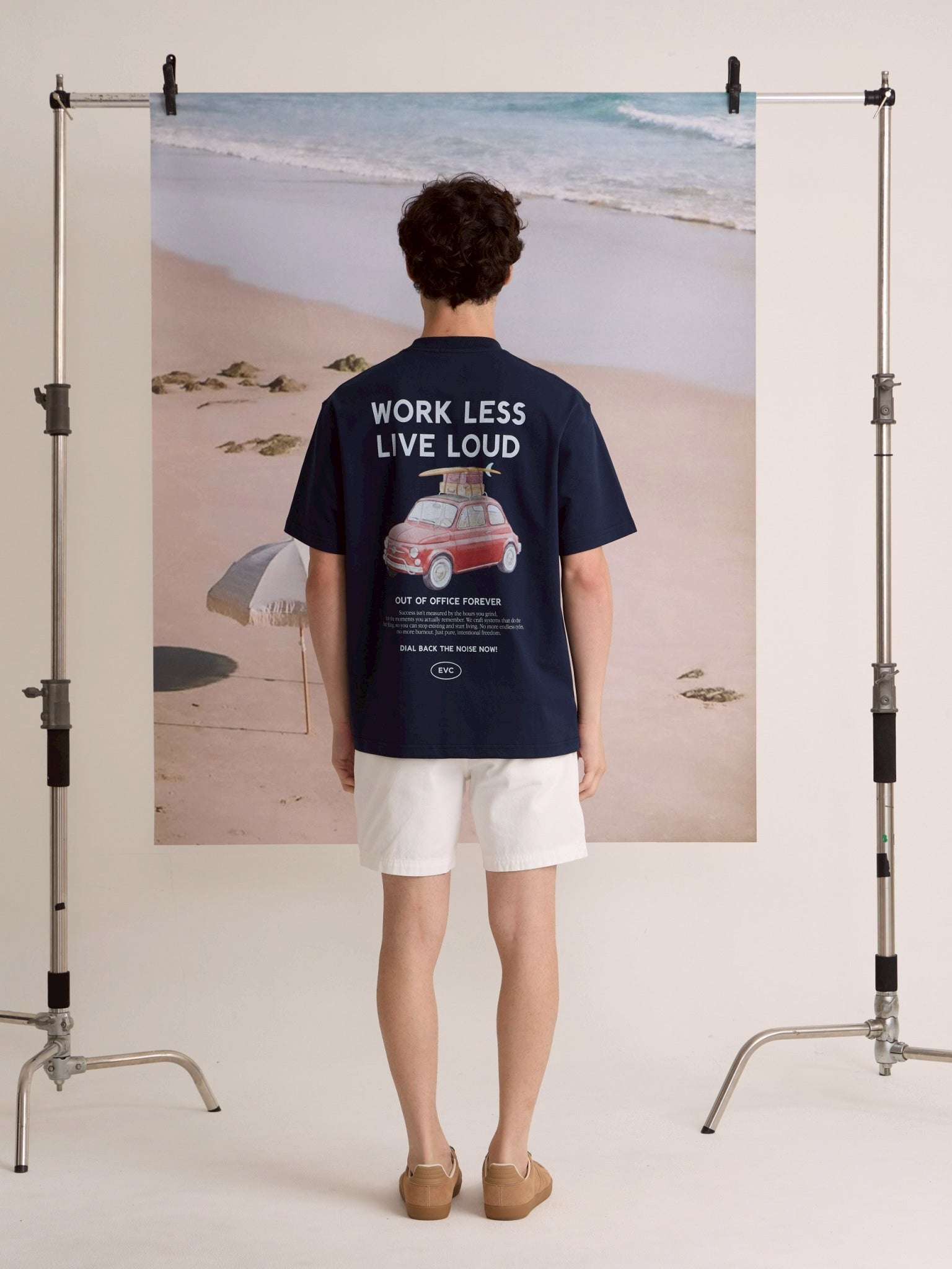 EVC WORK LESS LIVE LOUD TEE - NAVY